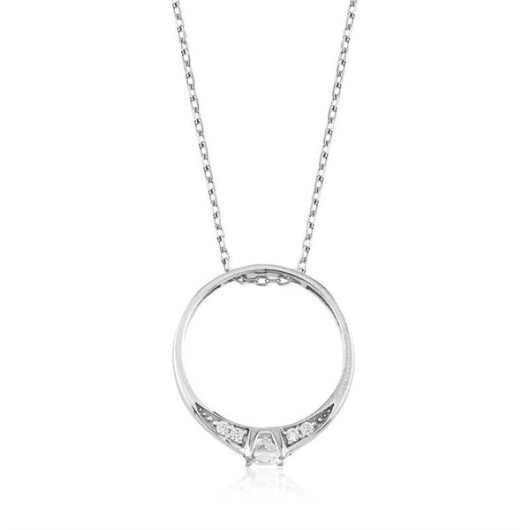Pb Single Stone Silver Ring Women's Silver Necklace