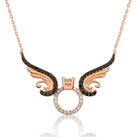 Pb Single Stone Angel Women's Silver Necklace