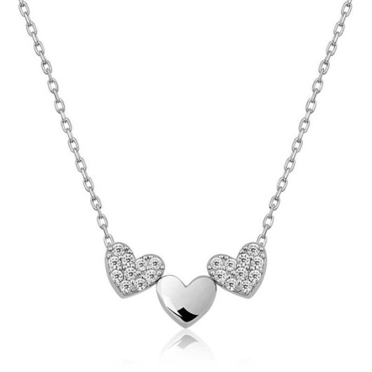 Pb Three Hearts Silver Necklace