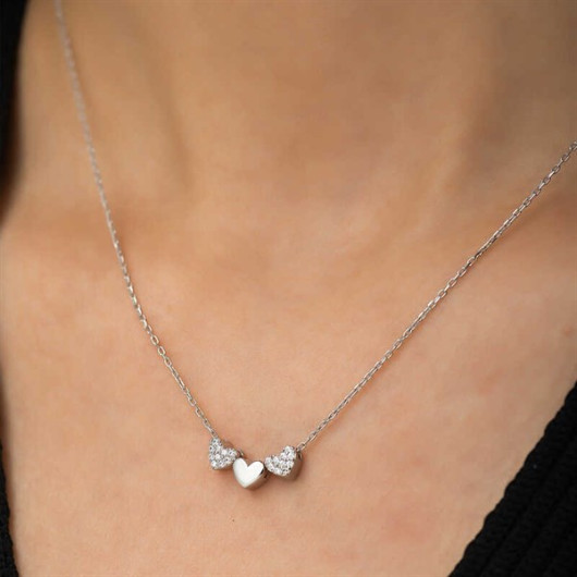 Pb Three Hearts Silver Necklace