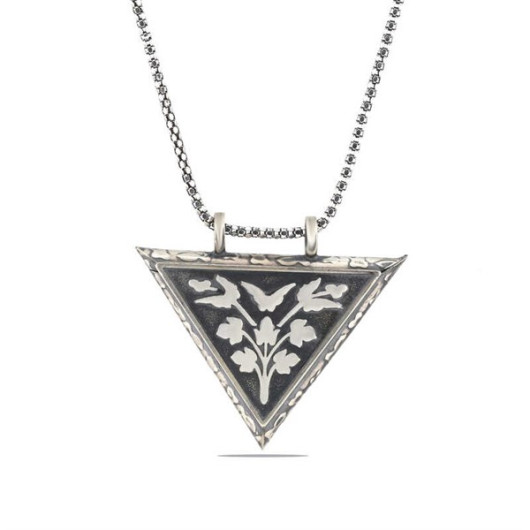 Triangle Openable Flower Amulet Silver Necklace