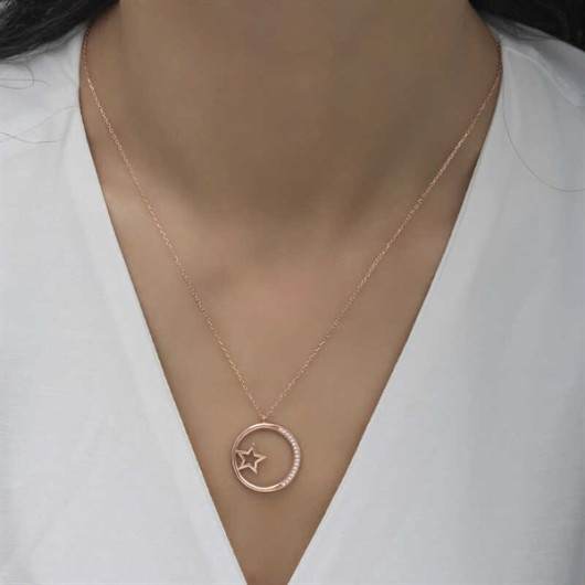 925 Silver Necklace For Women In The Shape Of A Starry Ring