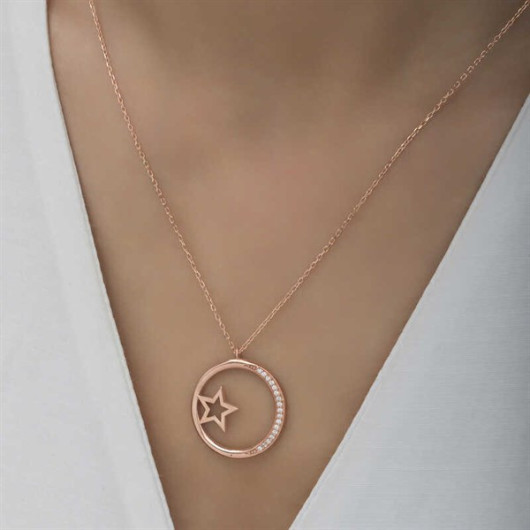 925 Silver Necklace For Women In The Shape Of A Starry Ring