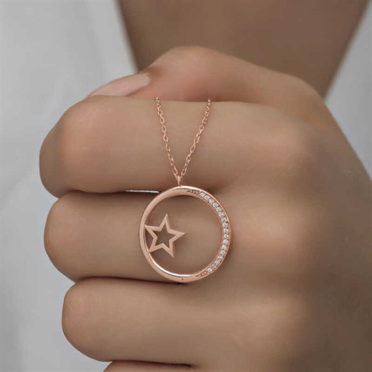 925 Silver Necklace For Women In The Shape Of A Starry Ring