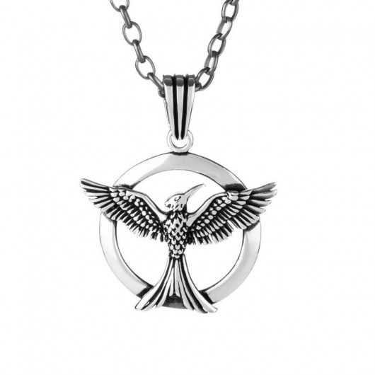 925 Sterling Silver Phoenix Men's Necklace With Chain Model2