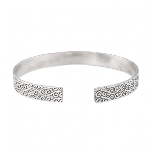 925 Silver Men's Bracelet With Branches Pattern