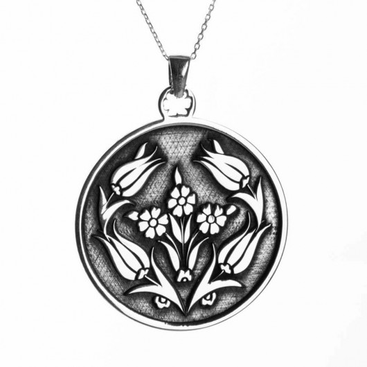 925 Sterling Silver Tulip Motif Women's Necklace Silver Color