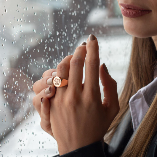 خاتم من الفضة عيار 925 بتصميم خاص يمكن النقش حسب الطلب مناسب للجنسين