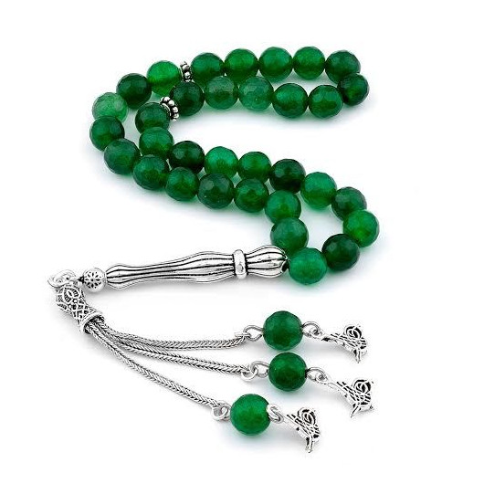 925 Silver Rosary/Rosary With Ottoman Inscription Made Of Agate Stone