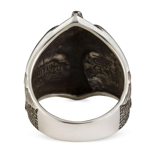 Alparslan Great Seljuk Falcon Model Sterling Silver Men's Ring