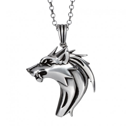 Alpha Wolf 925 Sterling Silver Wolf Men's Necklace Chain Model2