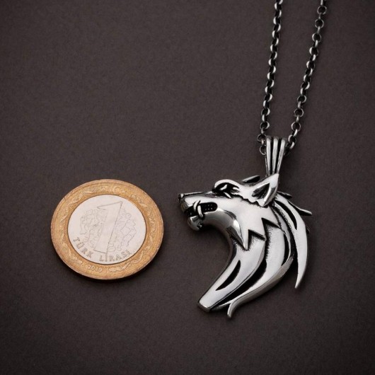 Alpha Wolf 925 Sterling Silver Wolf Men's Necklace Chain Model2