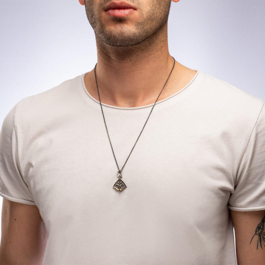 Men's Silver Necklace In The Shape Of An Arrow And Crescent From The Diriliş Ertuğrul Series