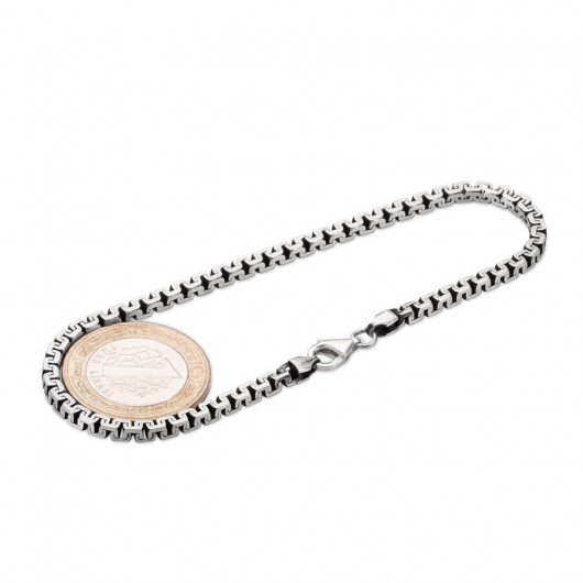 Men's 925 Sterling Silver Greek Bracelet