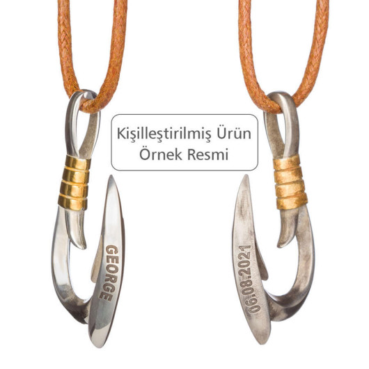 Men's 925 Sterling Silver Hook Necklace Matte Detailed Chain Model2