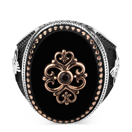 Aesthetic Black Onyx Stone Inlaid Silver Men's Ring