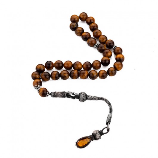 Sterling Silver Tiger's Eye Stone Rosary
