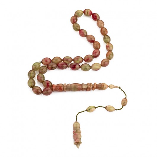 Moire Mixed Color Amber Tasbih With Master Work System Spinning
