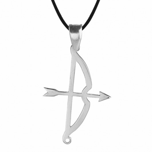 Kemankeş Tozkoparan Arrow Bow Vertical Cut Silver Necklace