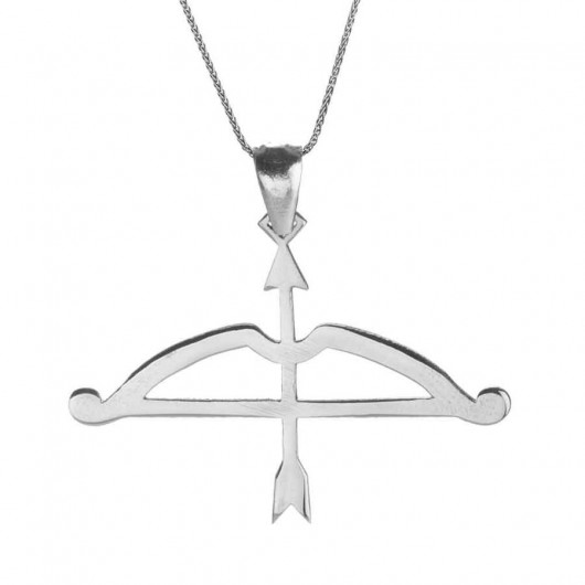 Kemankeş Tozkoparan Arrow Bow Horizontal Cut Arrowhead Silver Necklace