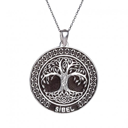 Personalized Name Tree Of Life Women's Sterling Silver Necklace
