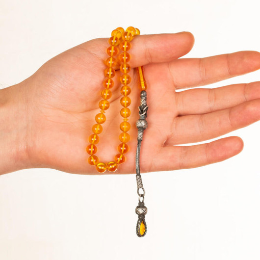 Sphere Cut Sweater Yellow Spinning Amber Rosary