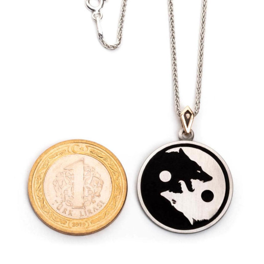 Kurt Yang Design Black Enamel Silver Men's Locket Necklace