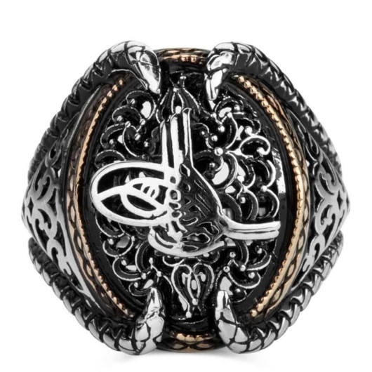 Ottoman Tugra Clawless Silver Men's Ring