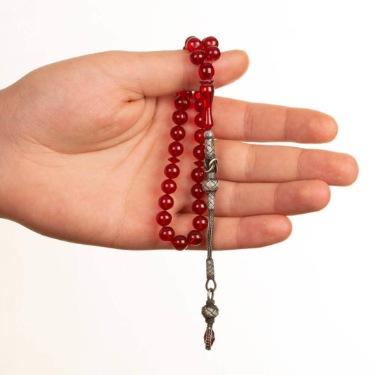 Starling Cut Kazaz Tasseled Red Spinning Amber Rosary