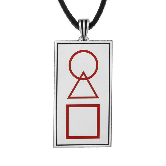 Squid Game 925 Sterling Silver Men's Necklace Silver-Red Leather Cord