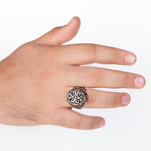 Special Design Pattern Silver Men's Ring Without Stone
