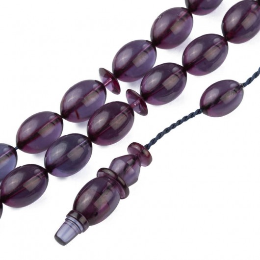 Master Work Barley Cut Purple Squeezed Amber Rosary