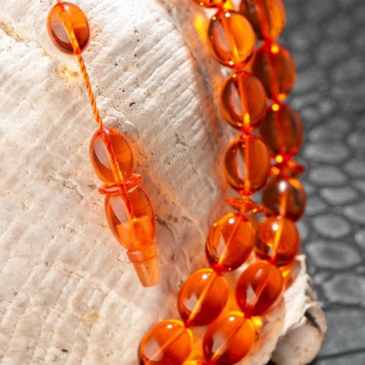 Master Work Barley Cut Orange Squeezed Amber Rosary