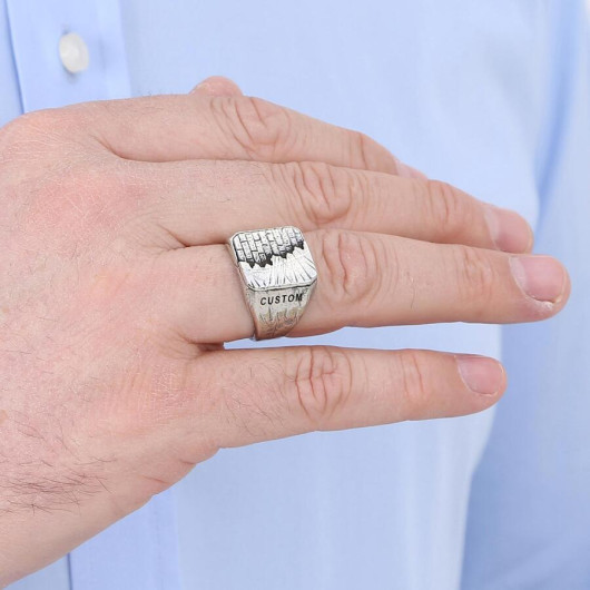 New Life Design Sterling Silver Men's Ring, Customizable Silver Color