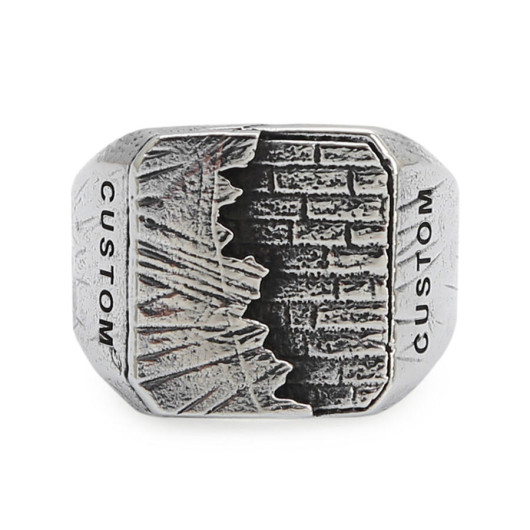 New Life Design Sterling Silver Men's Ring, Customizable Silver Color