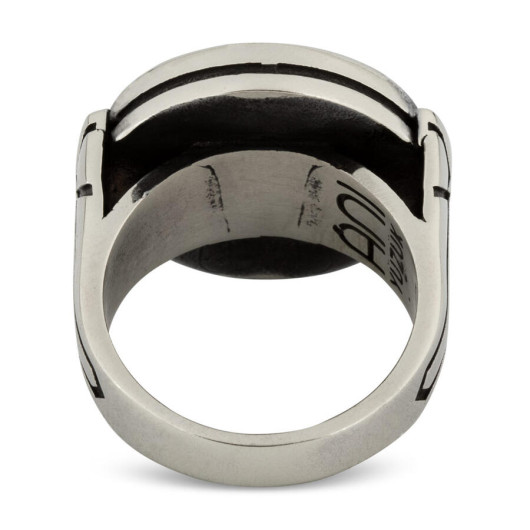 Round Model Men's Ring 925 Sterling Silver With Personalized Letters