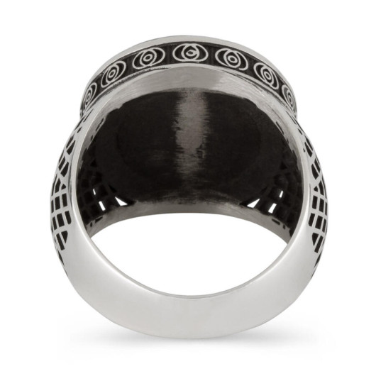 925 Silver Men's Ring With A Round Black Onyx Stone