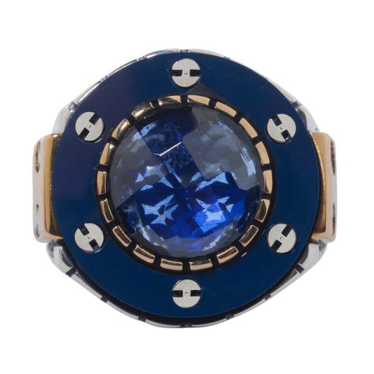 خاتم من الفضة للرجال عيار 925 مزين بحجر الزركون الازرق