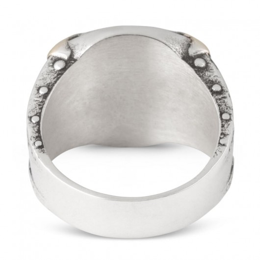 خاتم الفايكنغ من الفضة للرجال نموذج  شجرة الحياة منقوشة بفأس و درع وخوذة