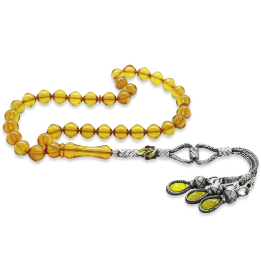 Original Amber Rosary With Yellow Silver Tassels