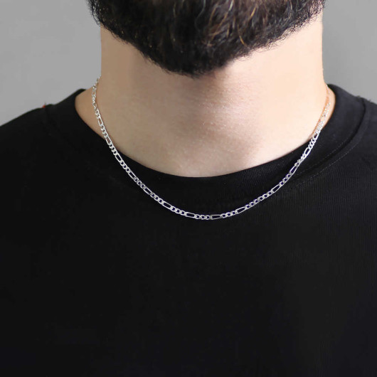 925 Sterling Silver 45 Cm Length Thickness Figaro Men Chain