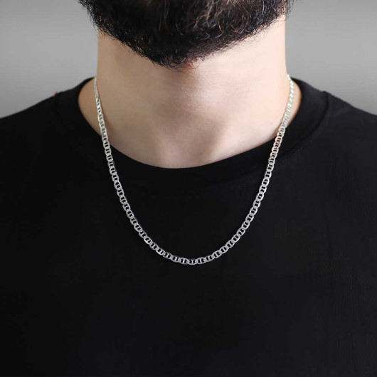 Silver 50 Cm Length 120 Micron Thickness Bar Men Chain