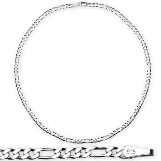 925 Sterling Silver 50 Cm Length Thickness Figaro Men Chain