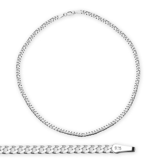 925 Sterling Silver 50 Cm Length Thickness Gurmet Men Chain