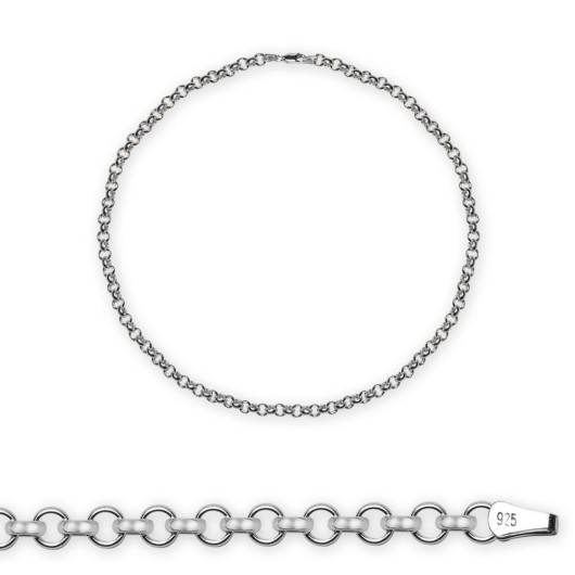 925 Sterling Silver 50Cm Length 80 Micron Thickness Men Chain