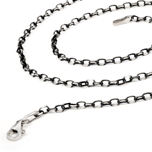 925 Sterling Silver 55 Cm Length Thickness Shaved Men Chain