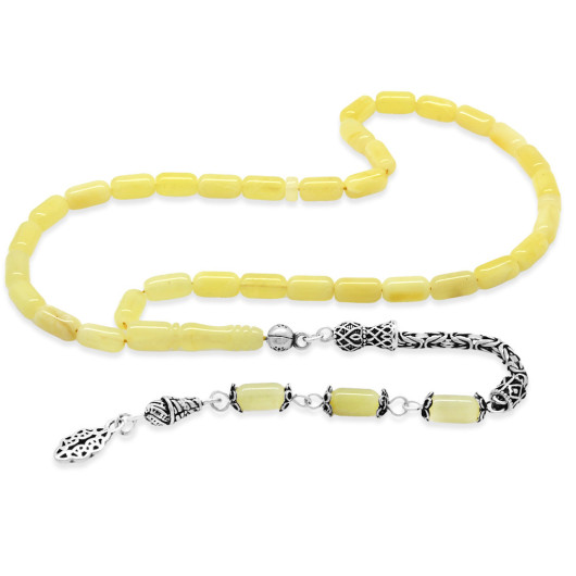 Amber Rosary With Yellow And White 925 Silver Tassel