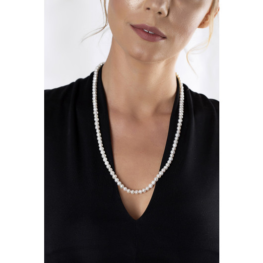 Silver Mechanism 60 Cm Elegant Natural Pearl Women Necklace