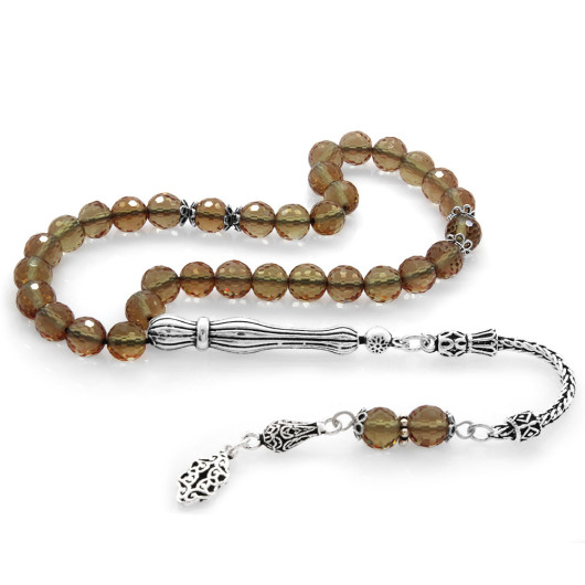 Silver Tassel Faceted Sphere Cut Zultanite Prayer Beads