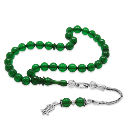 Short Green Ward Rosary With A Silver Tassel